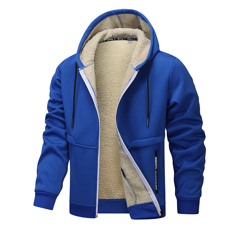 Freizeit Hoodies für Herren, schweres Fleece Sweatshirt, Winter dickes Sherpa gefüttertes Kapuzen-Reißverschlussjacke, dicke Streetwear Mäntel