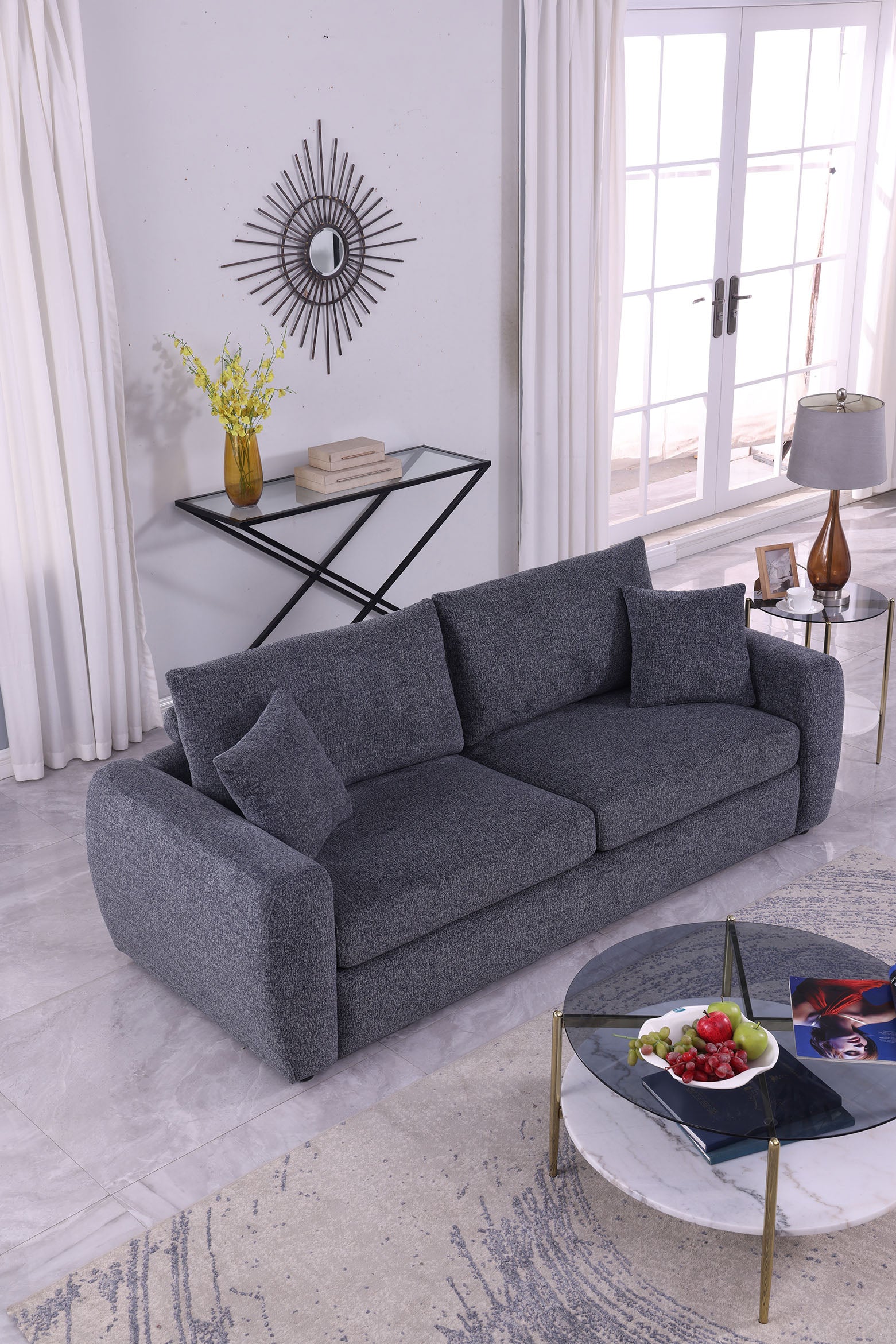 Modern Minimalist Comfortable Fabric GREY Sofa