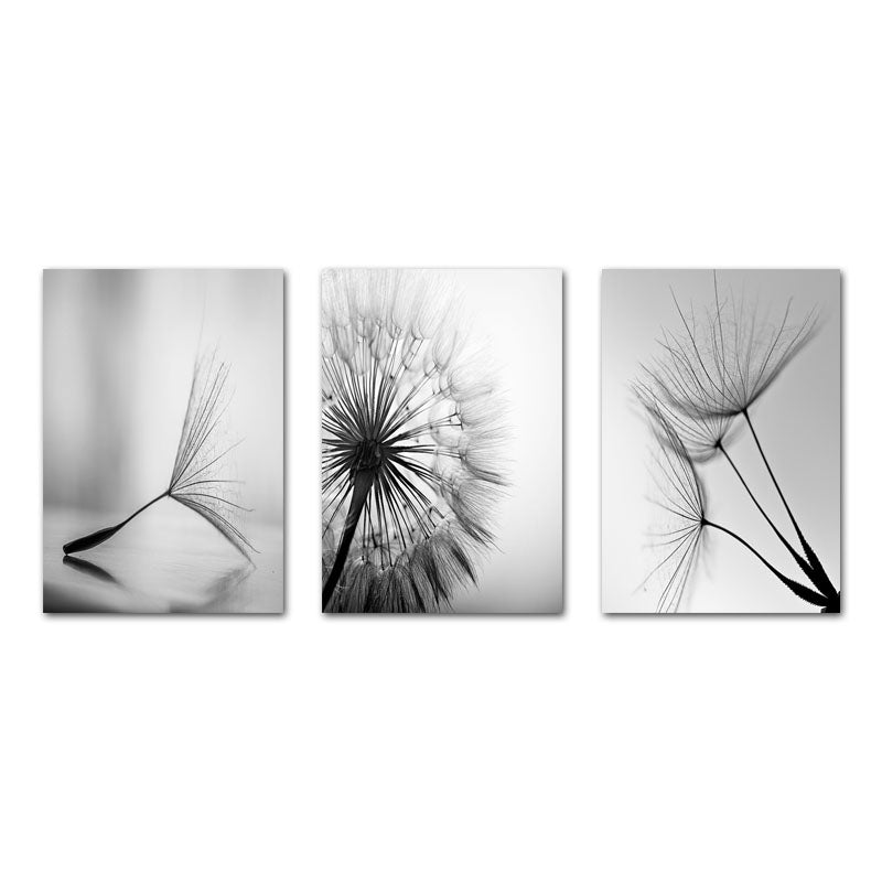 Modern Black And White Art Dandelion Painting Core Canvas Painting