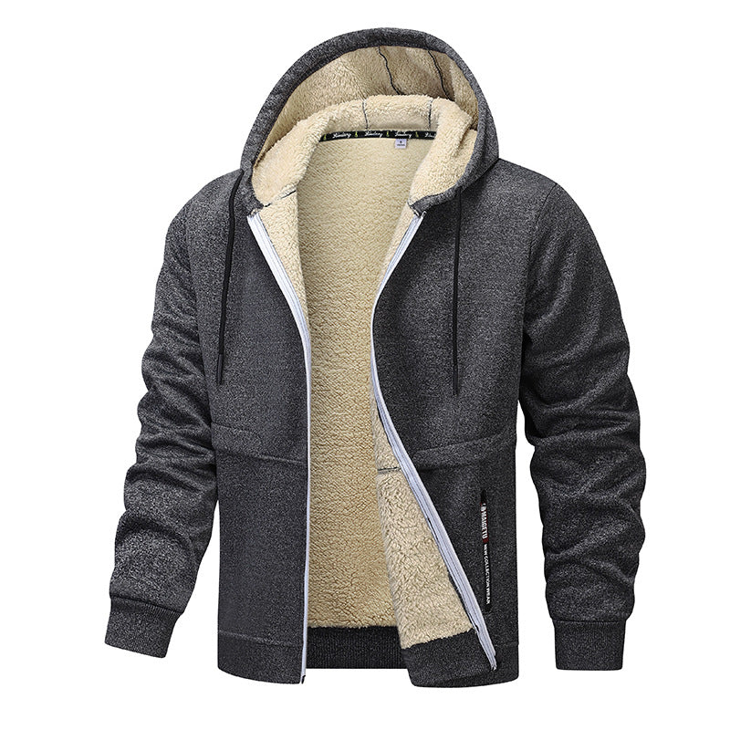 Freizeit Hoodies für Herren, schweres Fleece Sweatshirt, Winter dickes Sherpa gefüttertes Kapuzen-Reißverschlussjacke, dicke Streetwear Mäntel